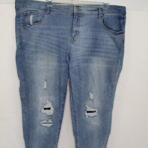 Mossimo Jegging Distressed Stretch Womens Jeans Size 18/34 Blue Mid Rise